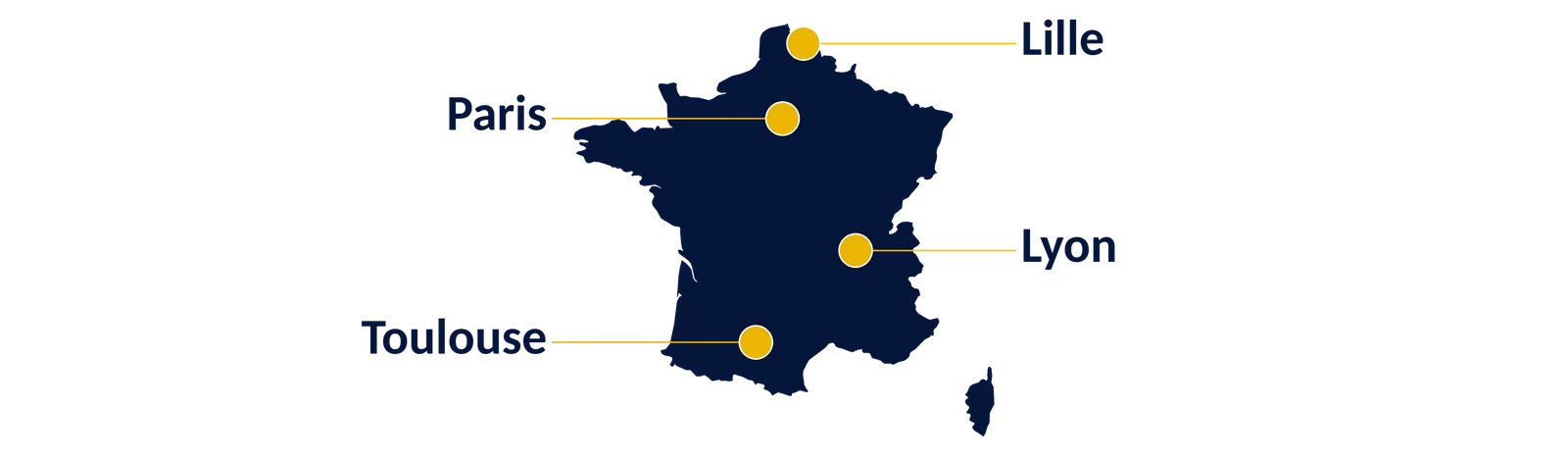 Map of SAP hubs in France: Paris, Lyon, Lille, Toulouse