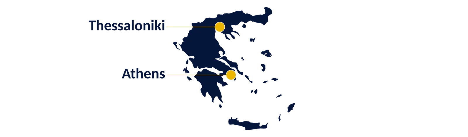 Map of SAP hubs in Greece: Athens, Thessaloniki